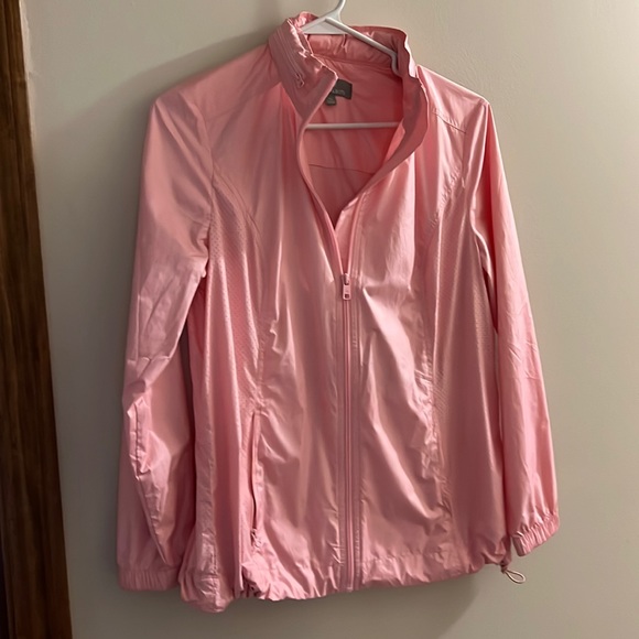 Talbots Jackets & Blazers - Talbots pink windbreaker with hidden hood and fitted waist.